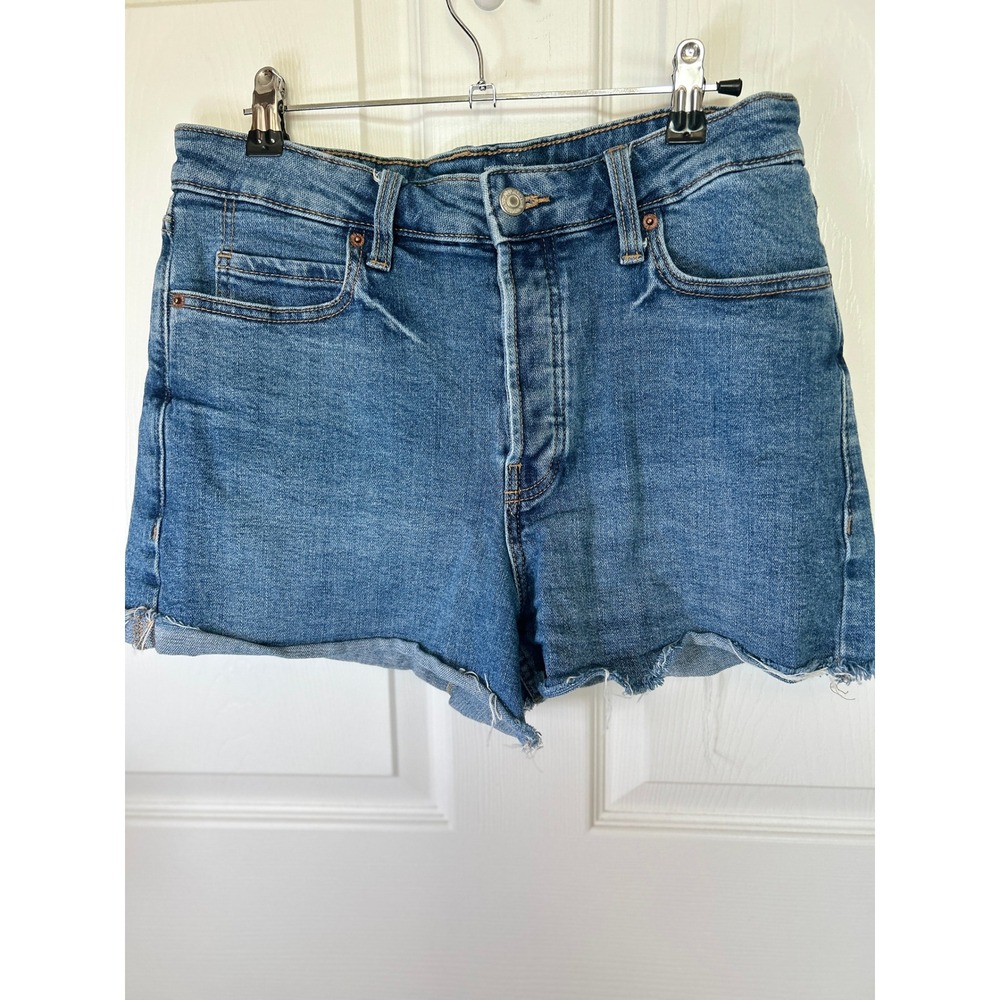 Old Navy Sky-Hi A-Line Denim Shorts Higher High Rise Button Fly Blue Size 10